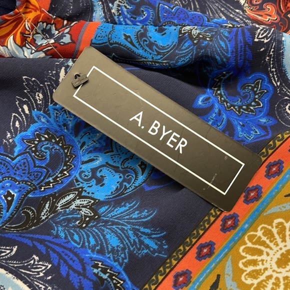 A. Byer NWT Blue Multi Color Paisley Floral Pattern Choker Shift Dress - Picture 7 of 11